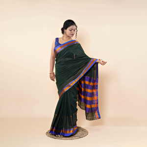 Royal Crimson Silk Saree  With Gold Accents