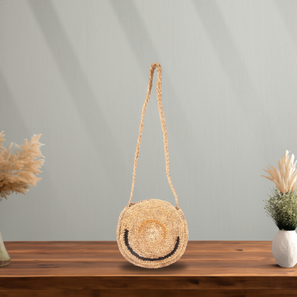Sustainable Banana Fiber Trendy Round Sling Bag|stylish Circle Sling Shoulder Bag