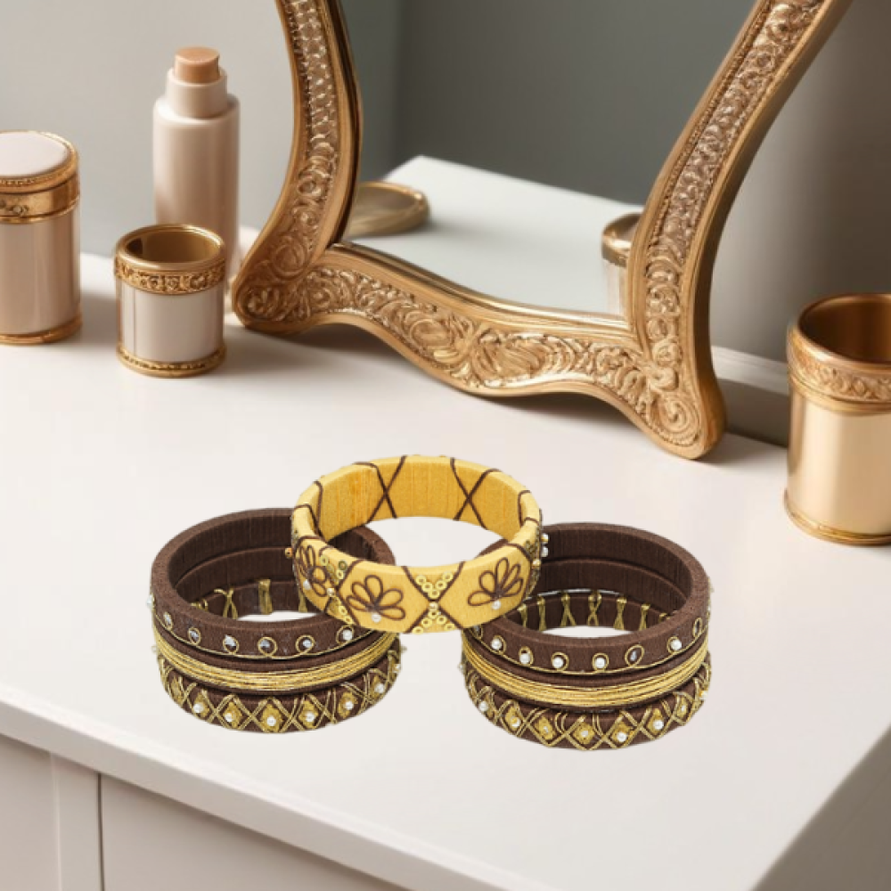 Customized Handmade Thread Bangle| Kundan Embellished Thread Bangles