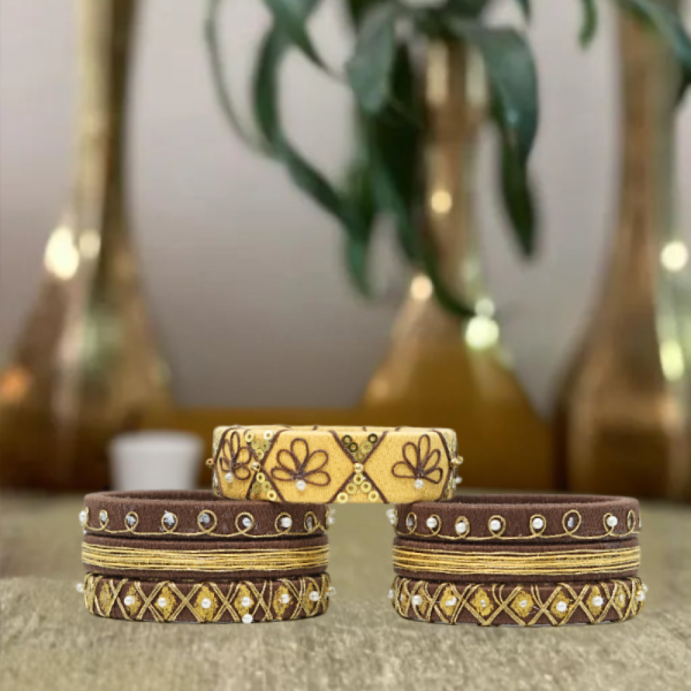 Customized Handmade Thread Bangle| Kundan Embellished Thread Bangles