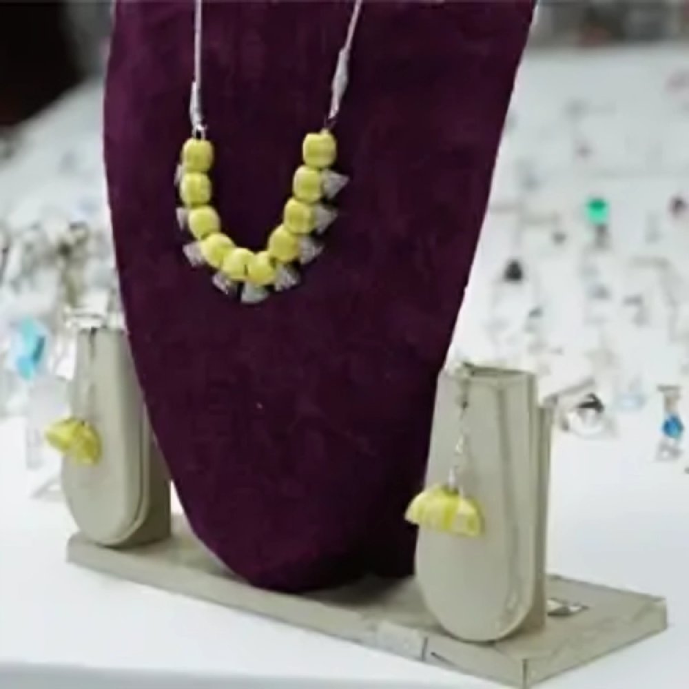 Chic And Trendy Necklace Set Featuring Vibrant Yellow Beads