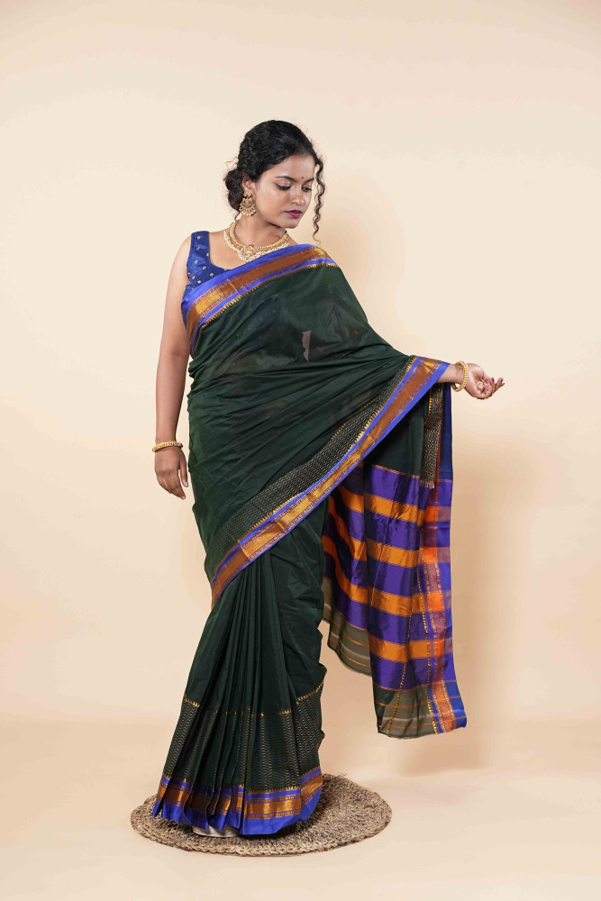 Royal Crimson Silk Saree Embellished With Gold Accents