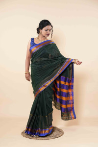 Royal Crimson Silk Saree Embellished With Gold Accents