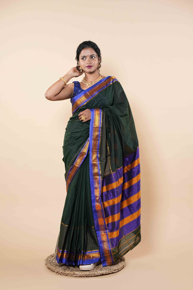 Royal Crimson Silk Saree  With Gold Accents