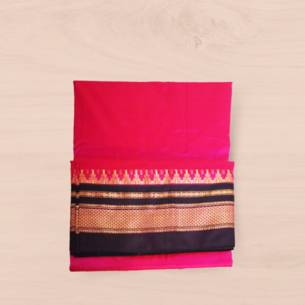 Handcrafted Cotton Saree Red With Black Accents