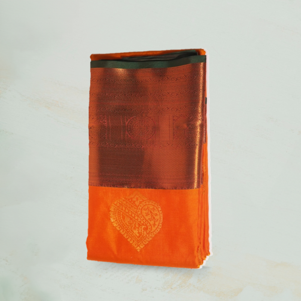 Sunset Glow Maheshwari Cotton Silk Handloom Saree