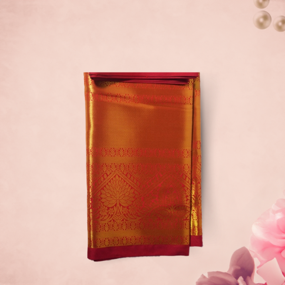 Sunset Glow Maheshwari Cotton Silk Handloom Saree