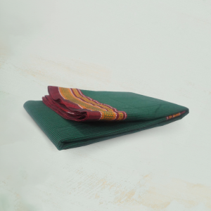 Regal Forest Green Ilkal Handloom Saree With Vermilion Border