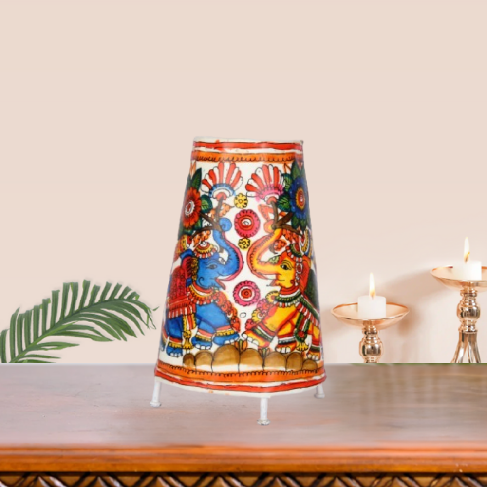 Round Red Wooden Lampshade