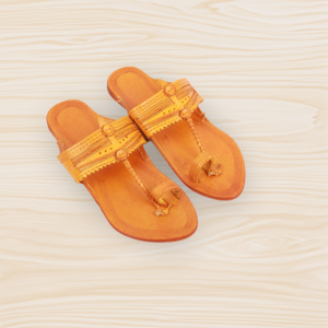 Mens Kolhapuri Yellow Chappal