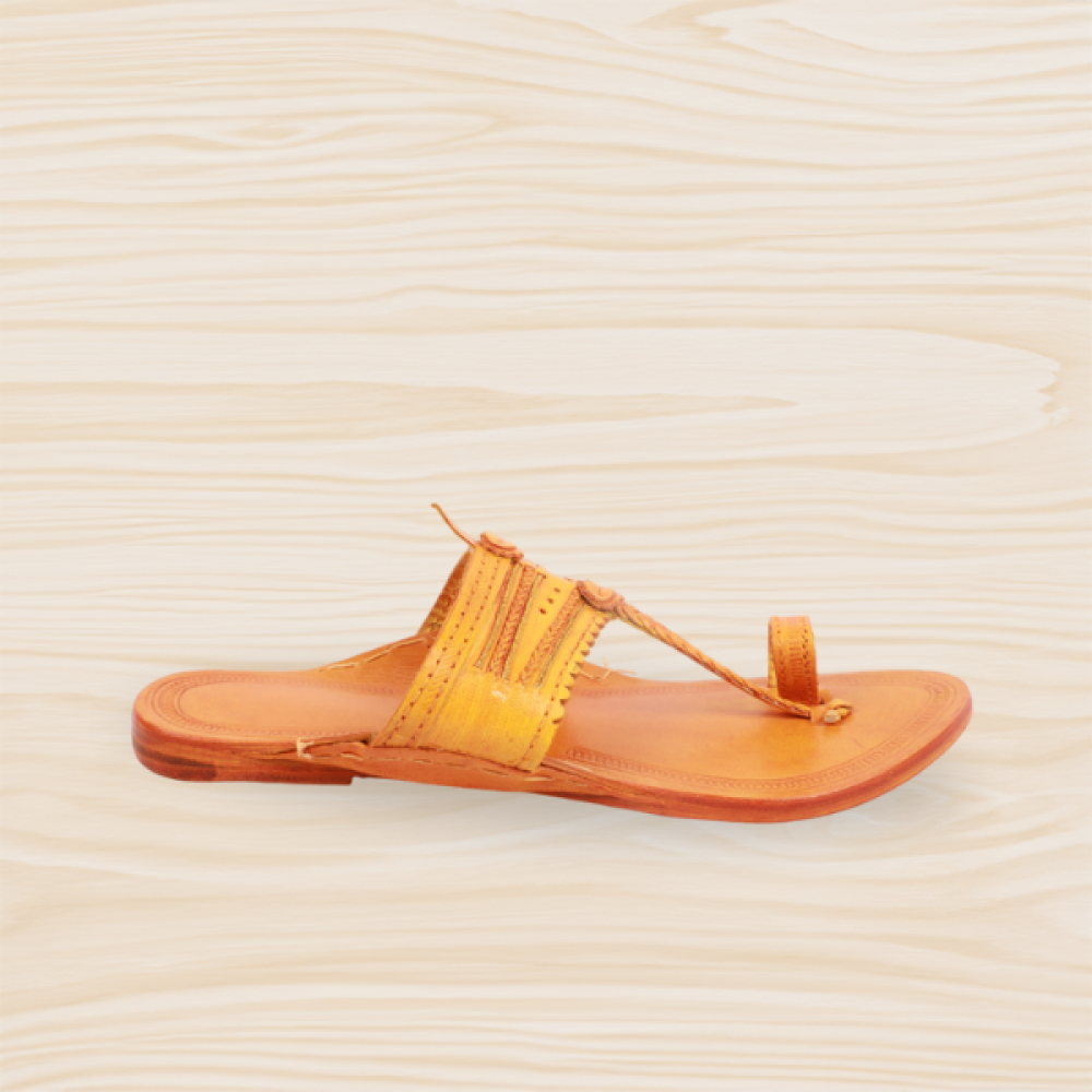 Mens Kolhapuri Yellow Chappal
