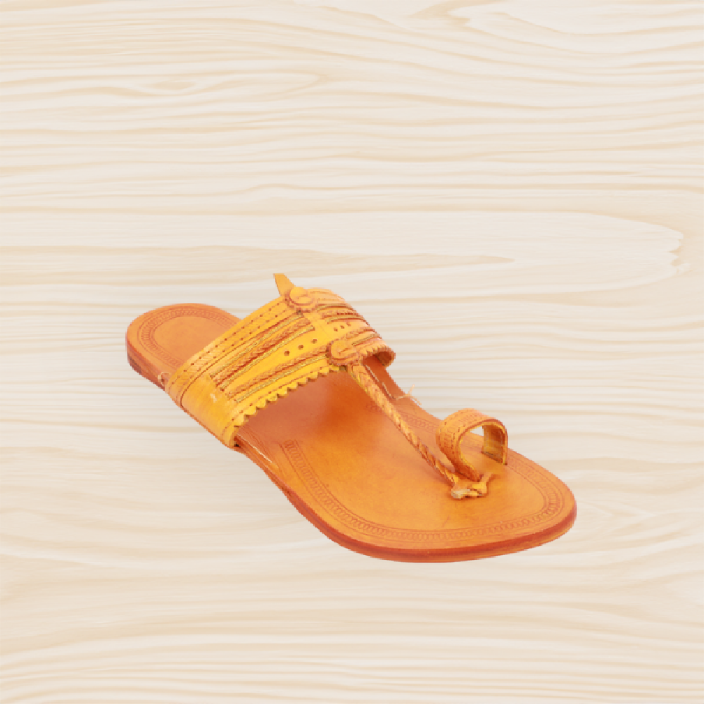 Mens Kolhapuri Yellow Chappal