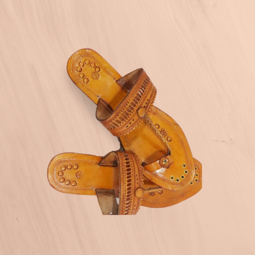 Kolhapuri Yellow Leather Flats Footwear