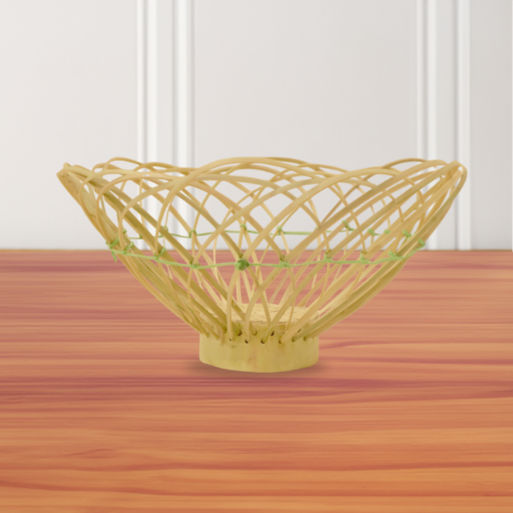 Handcrafted Bamboo Round Fruit Bowl
